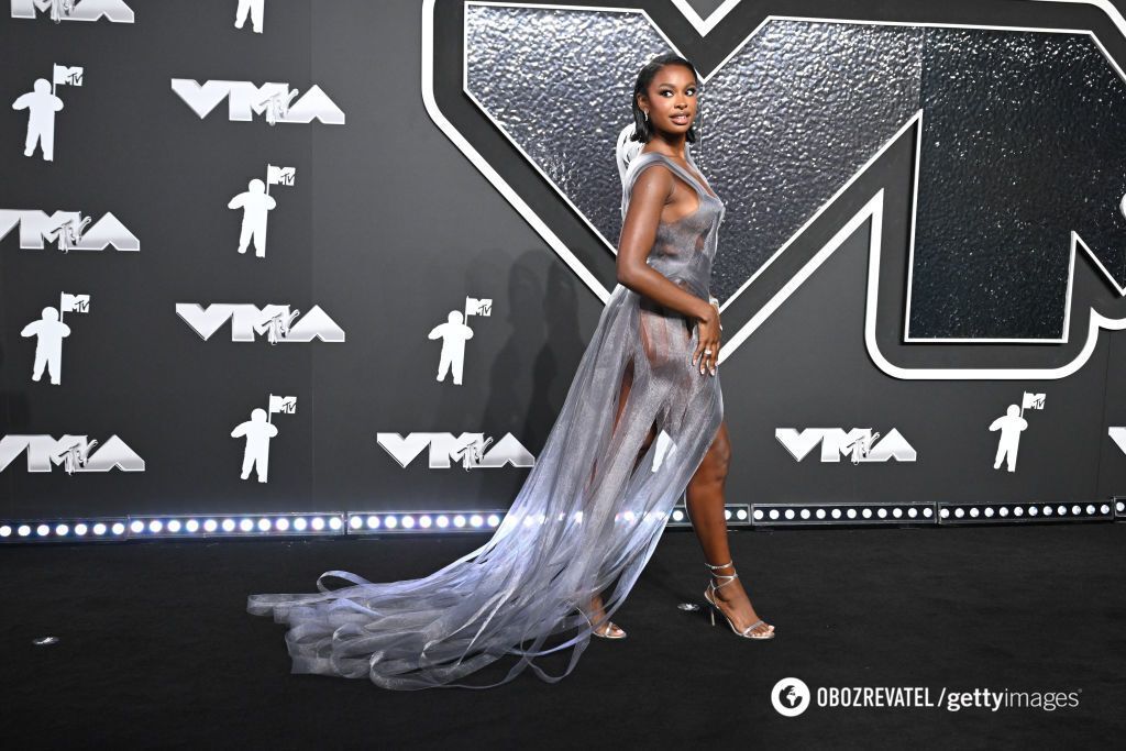 Coco Jones walked a space dress by a Ukrainian brand in New York. Photo