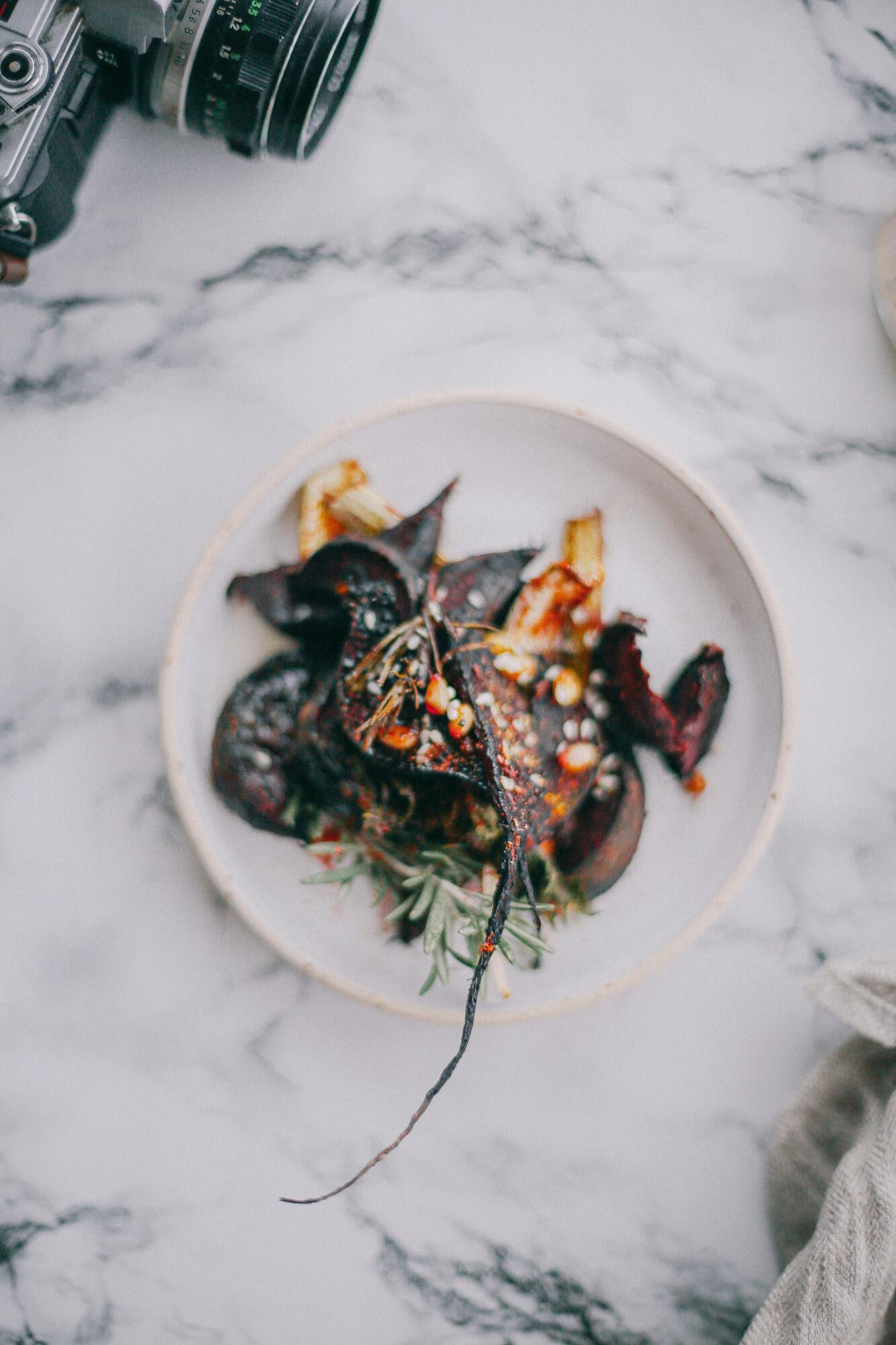 Beetroot chips are cooked for 20 minutes