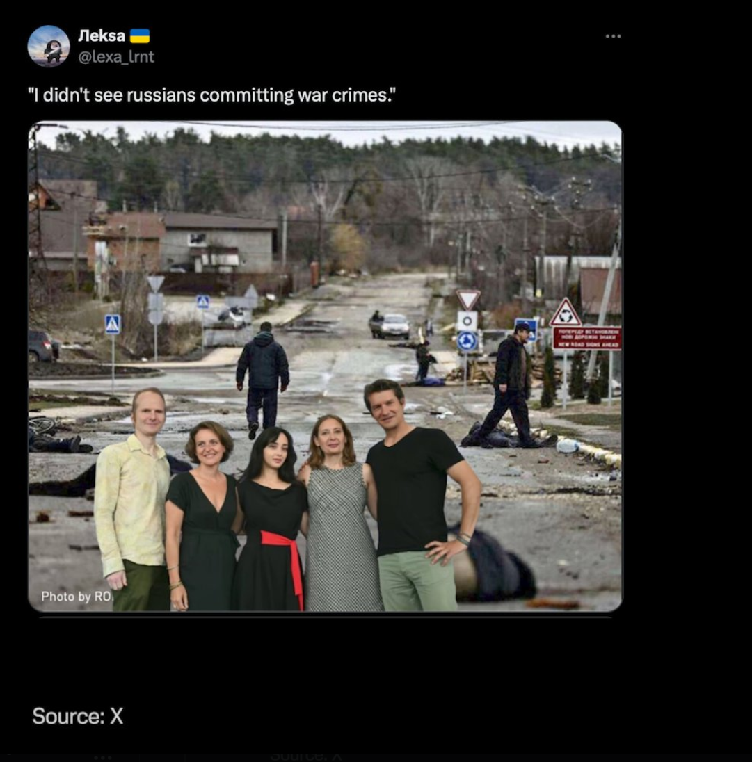 ''I didn't see Russians committing war crimes'': Ukrainians stirred up social media with their response to the propaganda film Russians at War. Photo