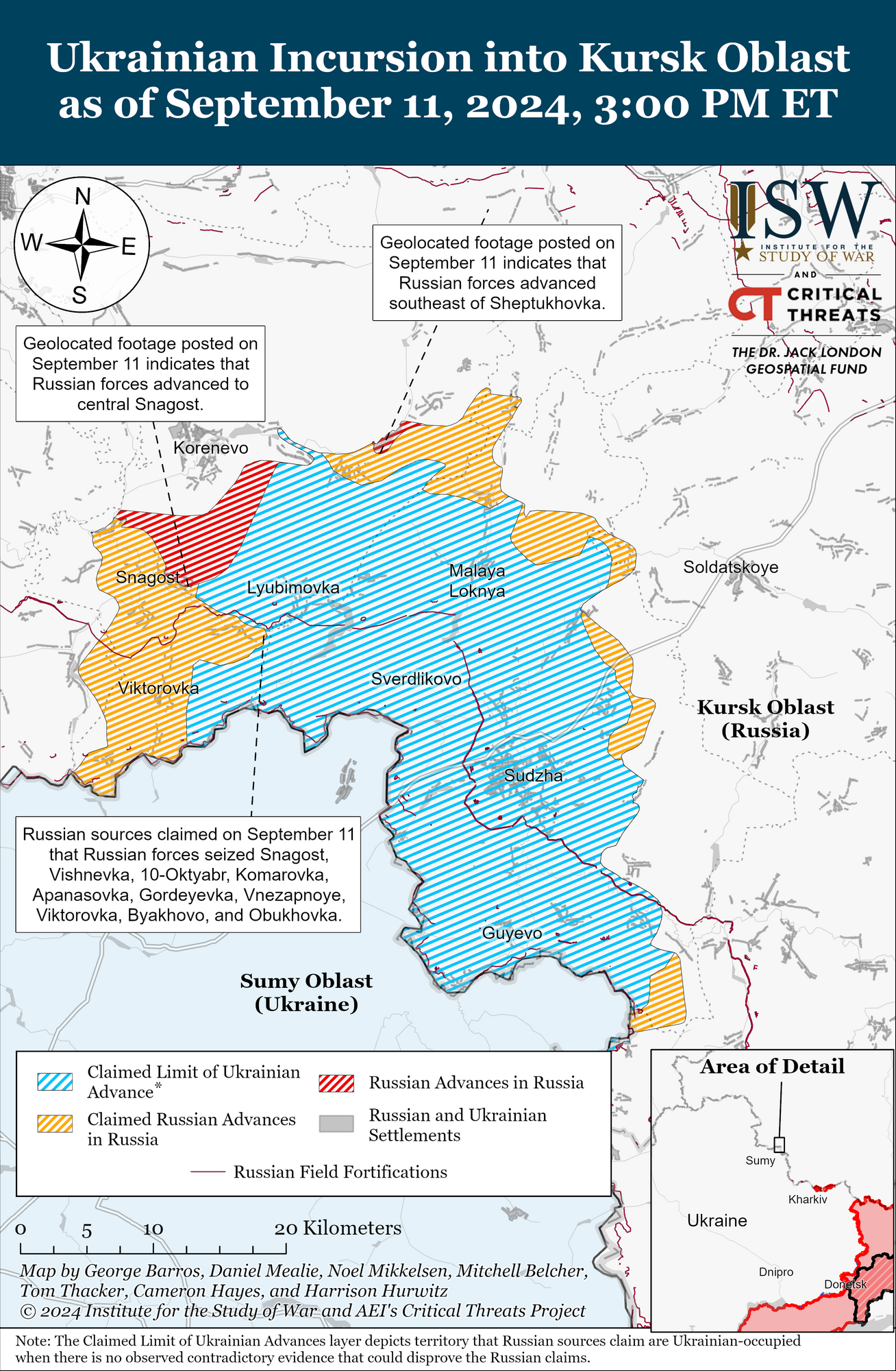 Region Kursk. Mapa linii frontu