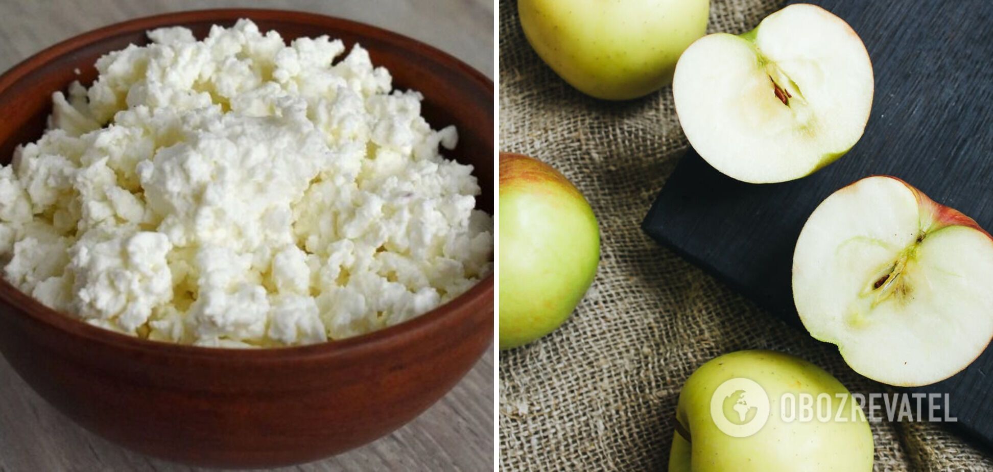 Cottage cheese and apples.