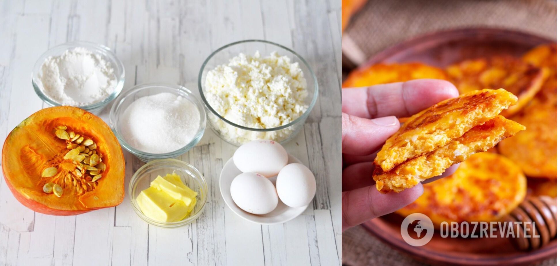 Pumpkin pancakes with cottage cheese