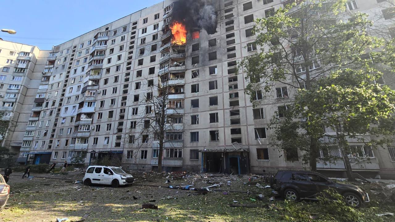 A damaged house in Kharkiv.