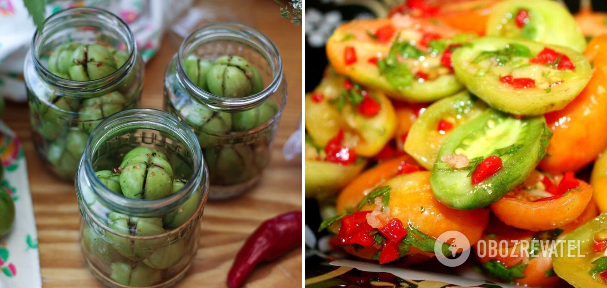 Green tomato salad with adjika