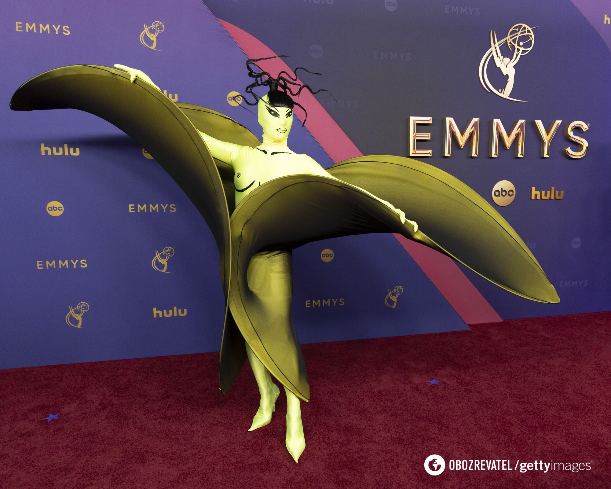 What looked like the weirdest look at this year's Emmys, which has already become a meme. Photo