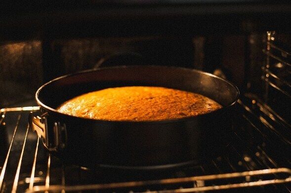 The process of baking a sponge cake