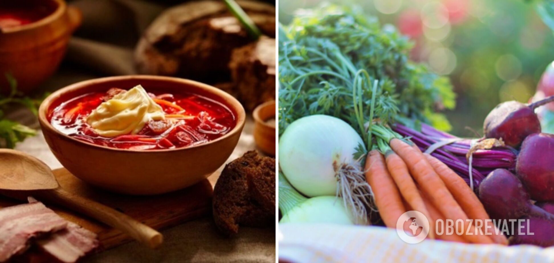 Borscht from seasonal autumn vegetables