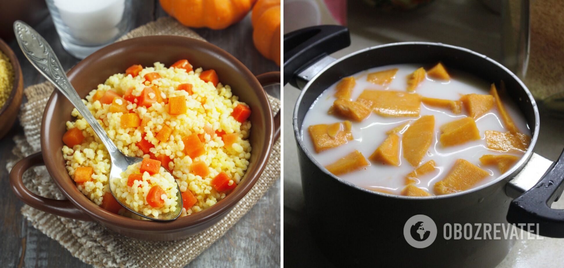 Pumpkin porridge with milk in the crockpot