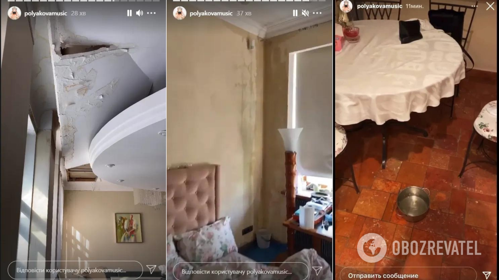 ''I haven't lived here for four years.'' Poliakova returned to her apartment in the center of Kyiv, where the ceiling collapsed. Photos before and after the repair