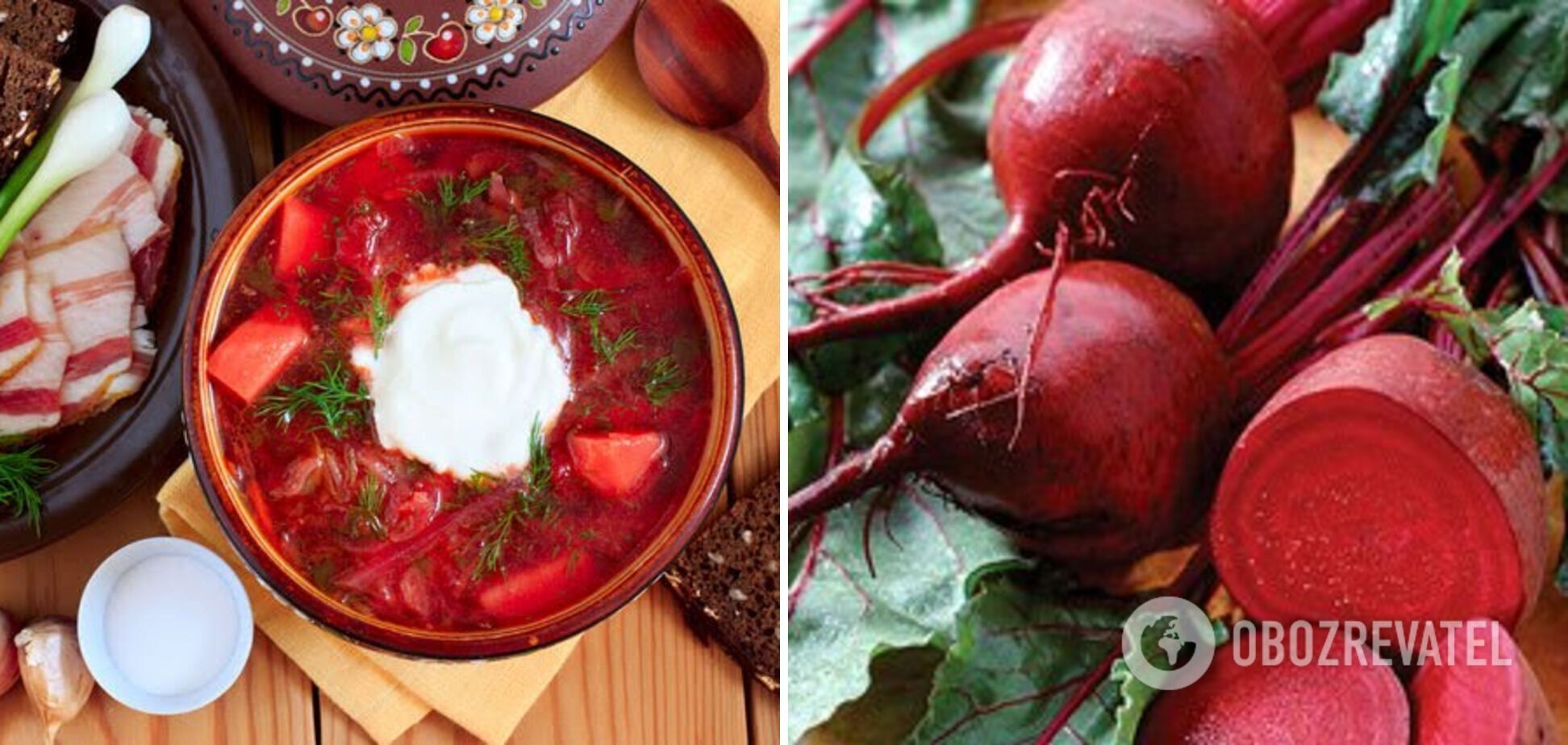 Delicious borscht with mushrooms