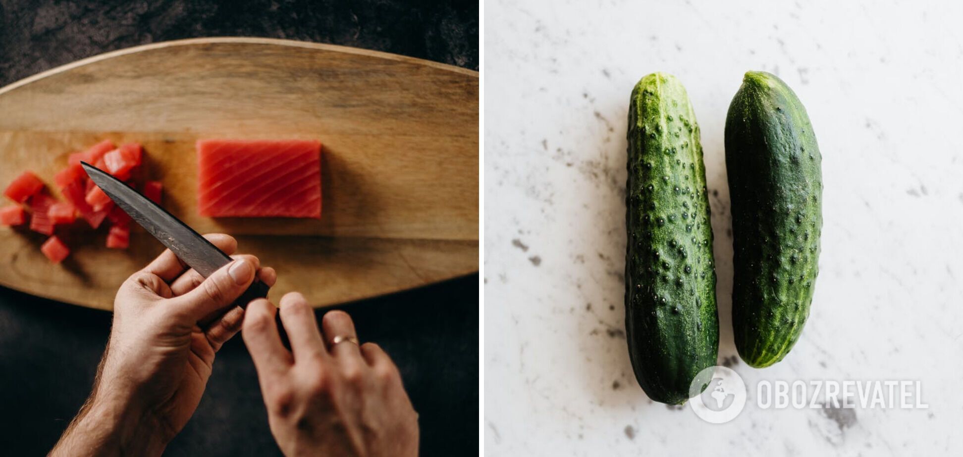 Salmon and cucumbers for an appetizer