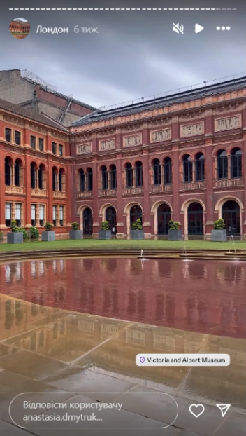 MP's wife shows off a photo of the Victoria and Albert Museum