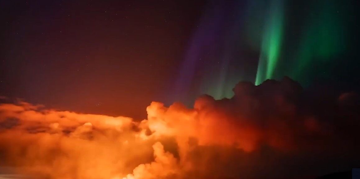 Fire, ash and green light. Two of the most powerful natural phenomena in the world were recorded in Iceland