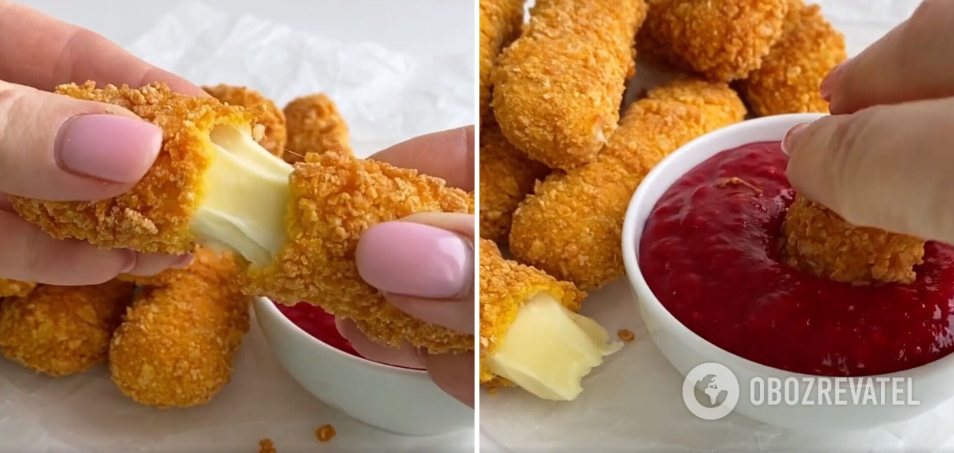 Cheese sticks with berry sauce