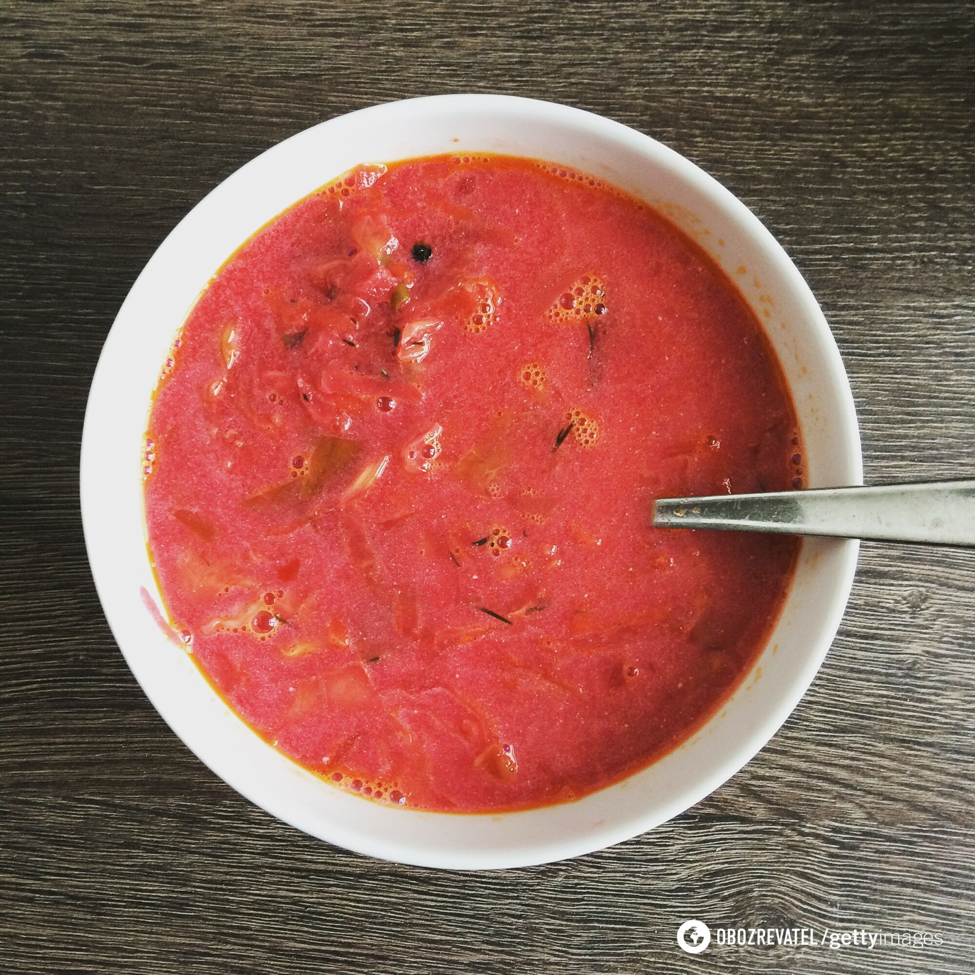 The color of borscht can also depend on salt