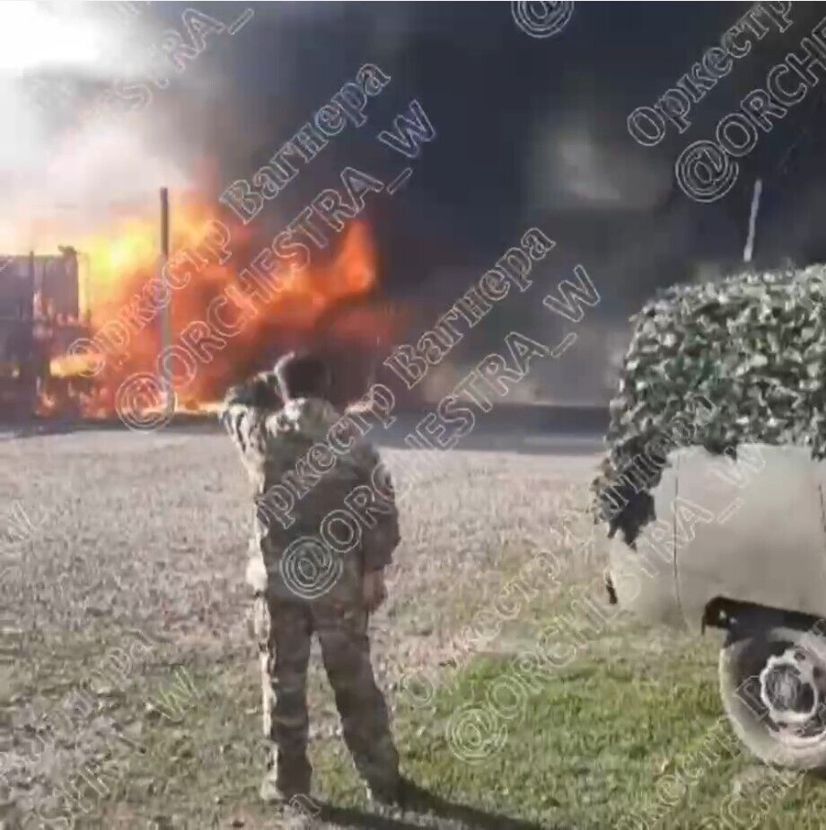 The base of the Wagner PMC and the African Corps is on fire in Molkino, Krasnodar. Video