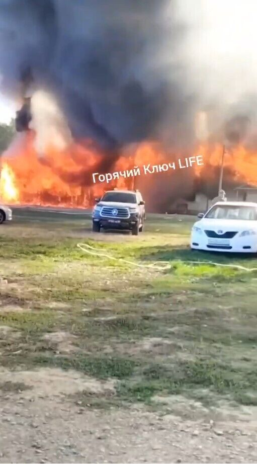 The base of the Wagner PMC and the African Corps is on fire in Molkino, Krasnodar. Video