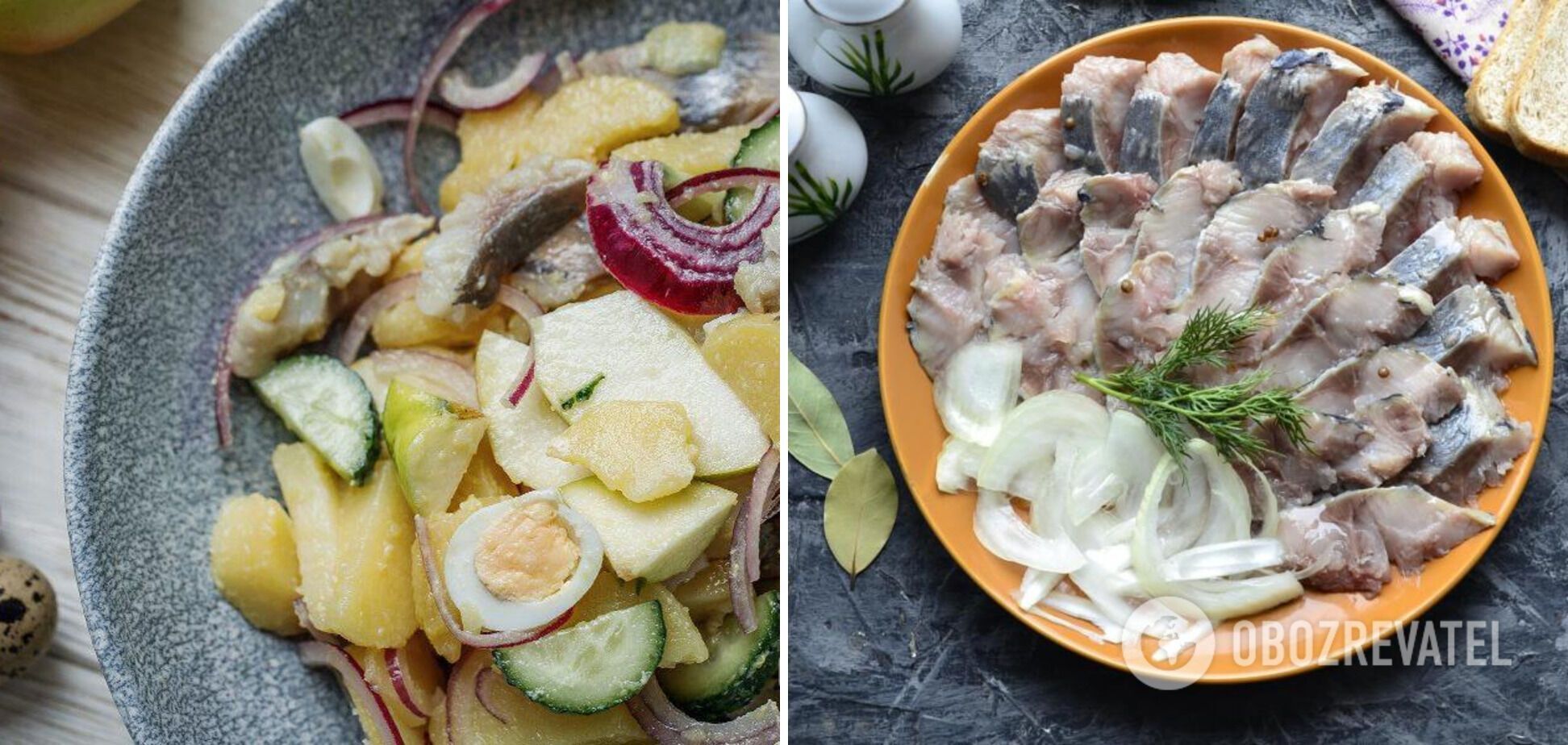 Salad with potatoes and herring