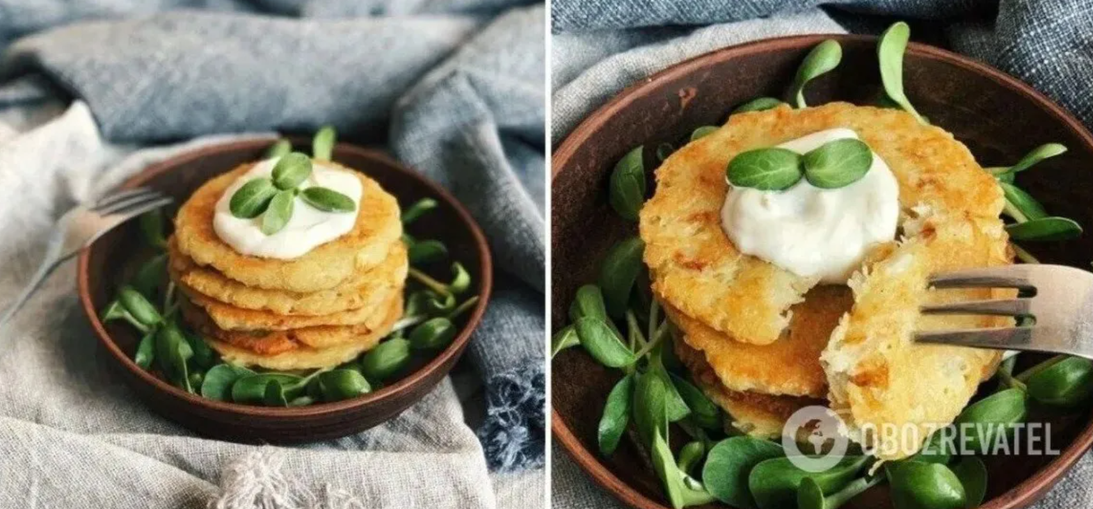 Potato pancakes with sour cream