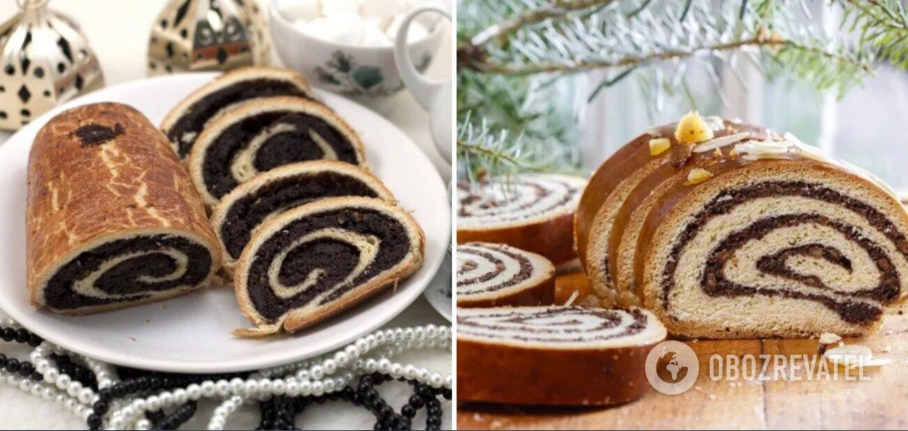 Poppy seed roll from yeast dough