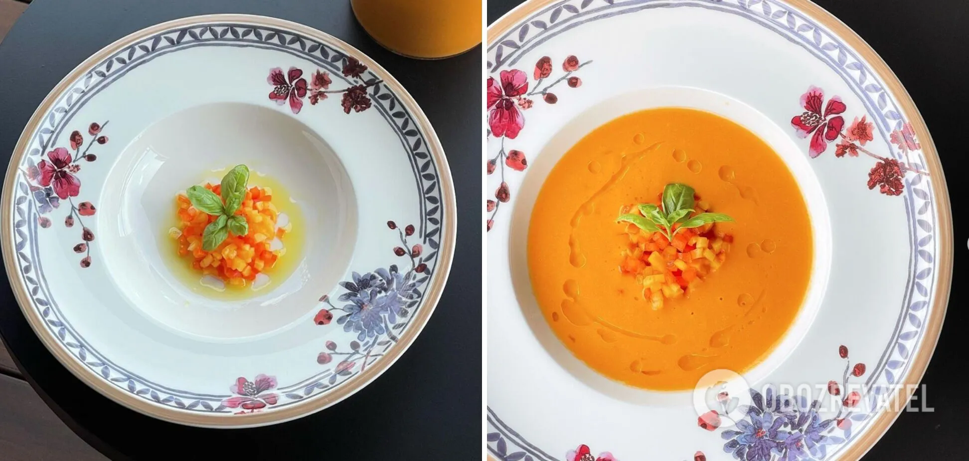 Ready-made peach gazpacho