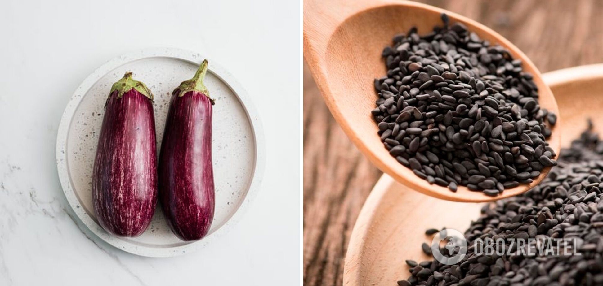 Eggplant and sesame seeds.