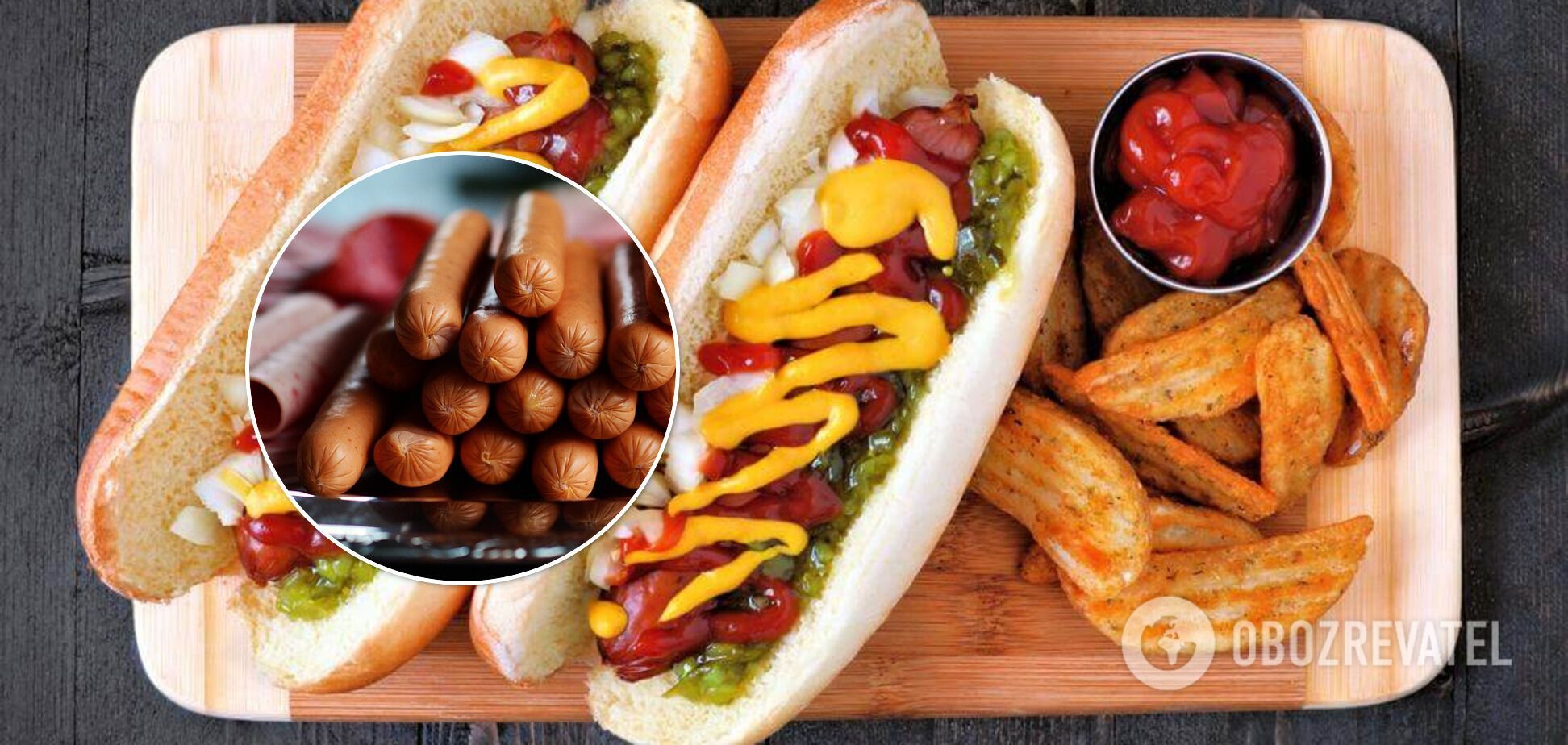 Topping options for hot dogs.