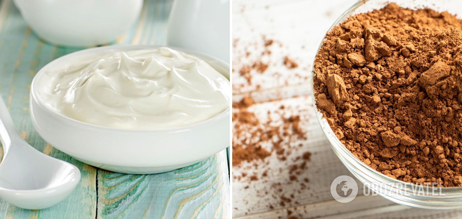 Sour cream and cocoa – ingredients for cream