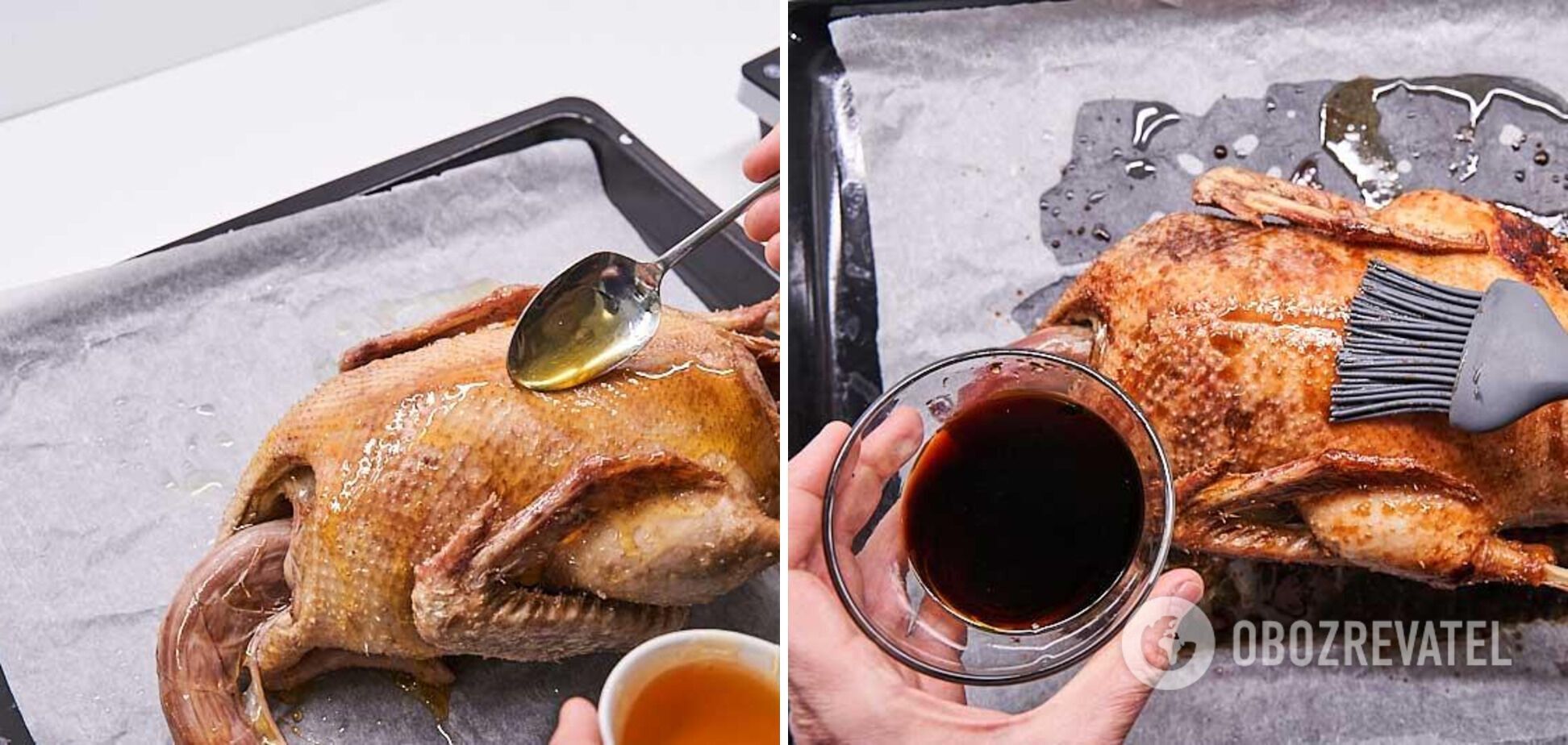 Be sure to brush the duck with honey and soy sauce