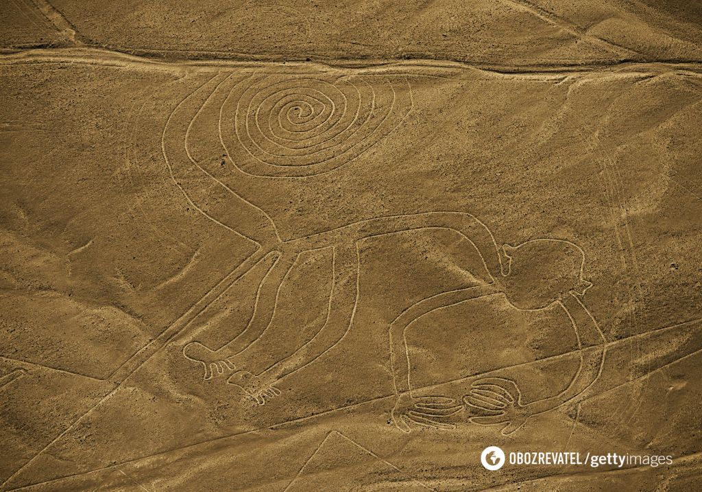 Aliens, killer whales with knives, and the robot Wall-E: more than 300 new geoglyphs have been found on the Nazca Plateau. Photo