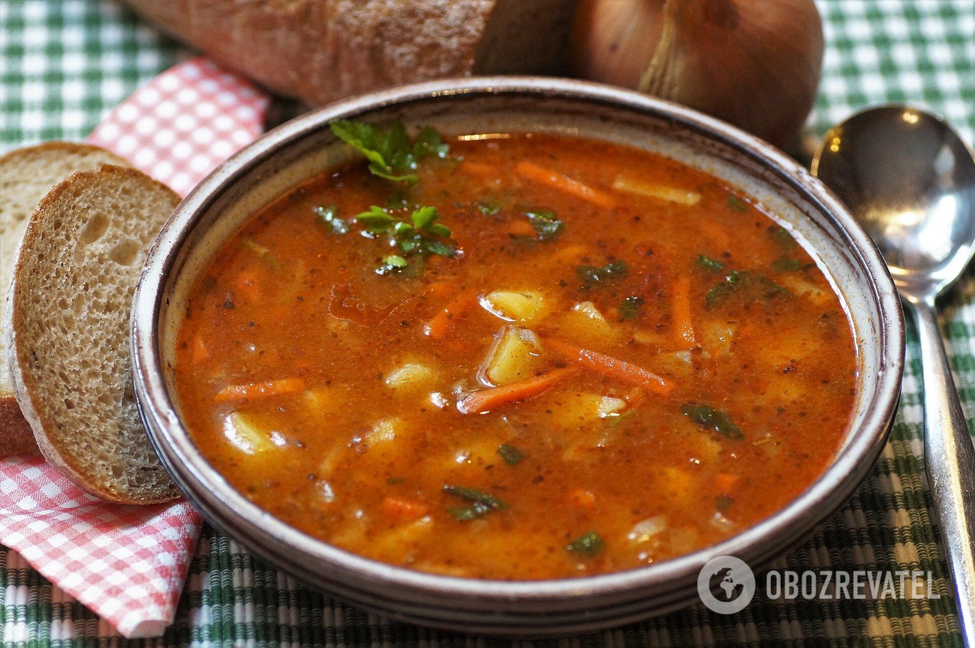 Delicious homemade solyanka soup.