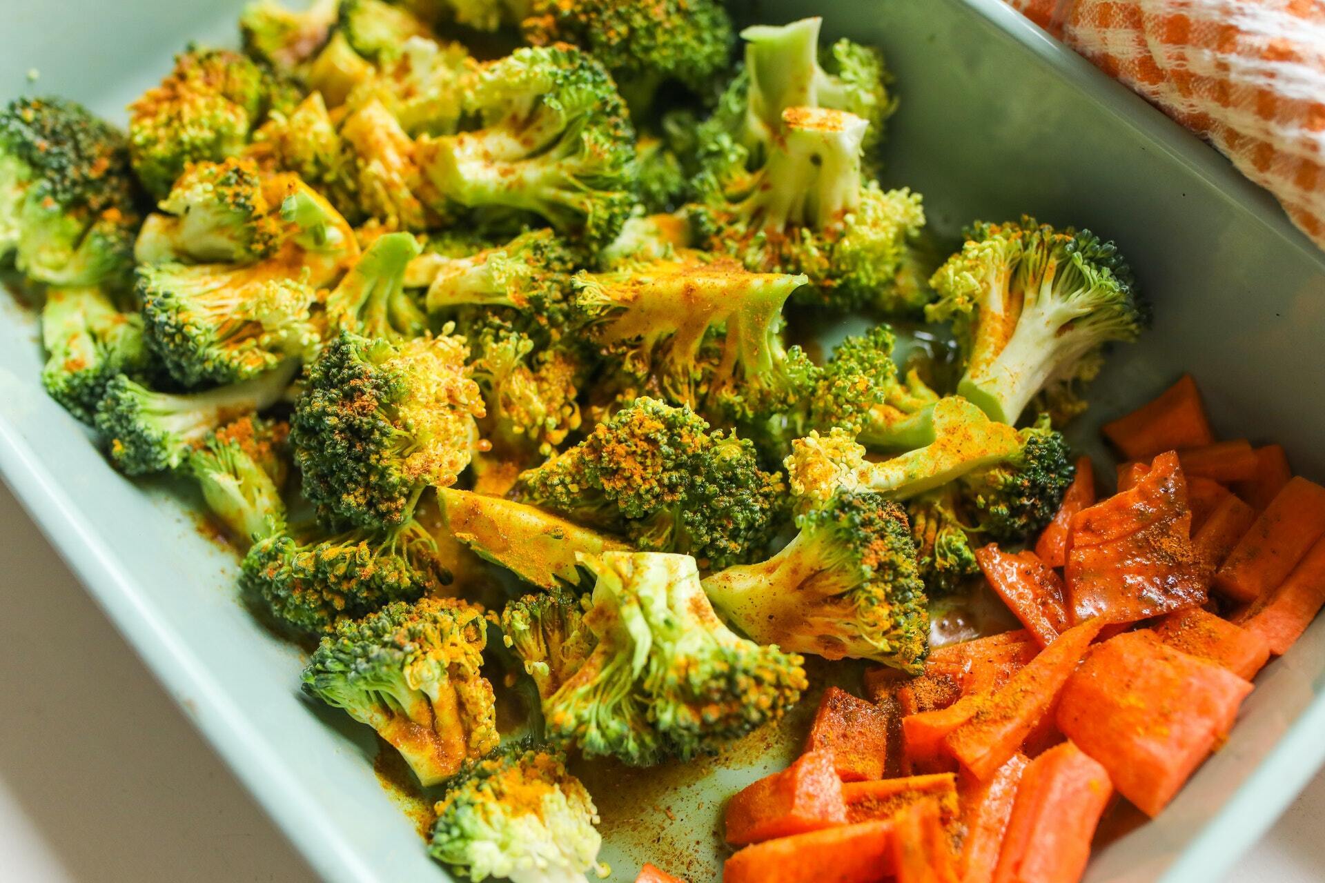 Broccoli with sweet potato and garlic