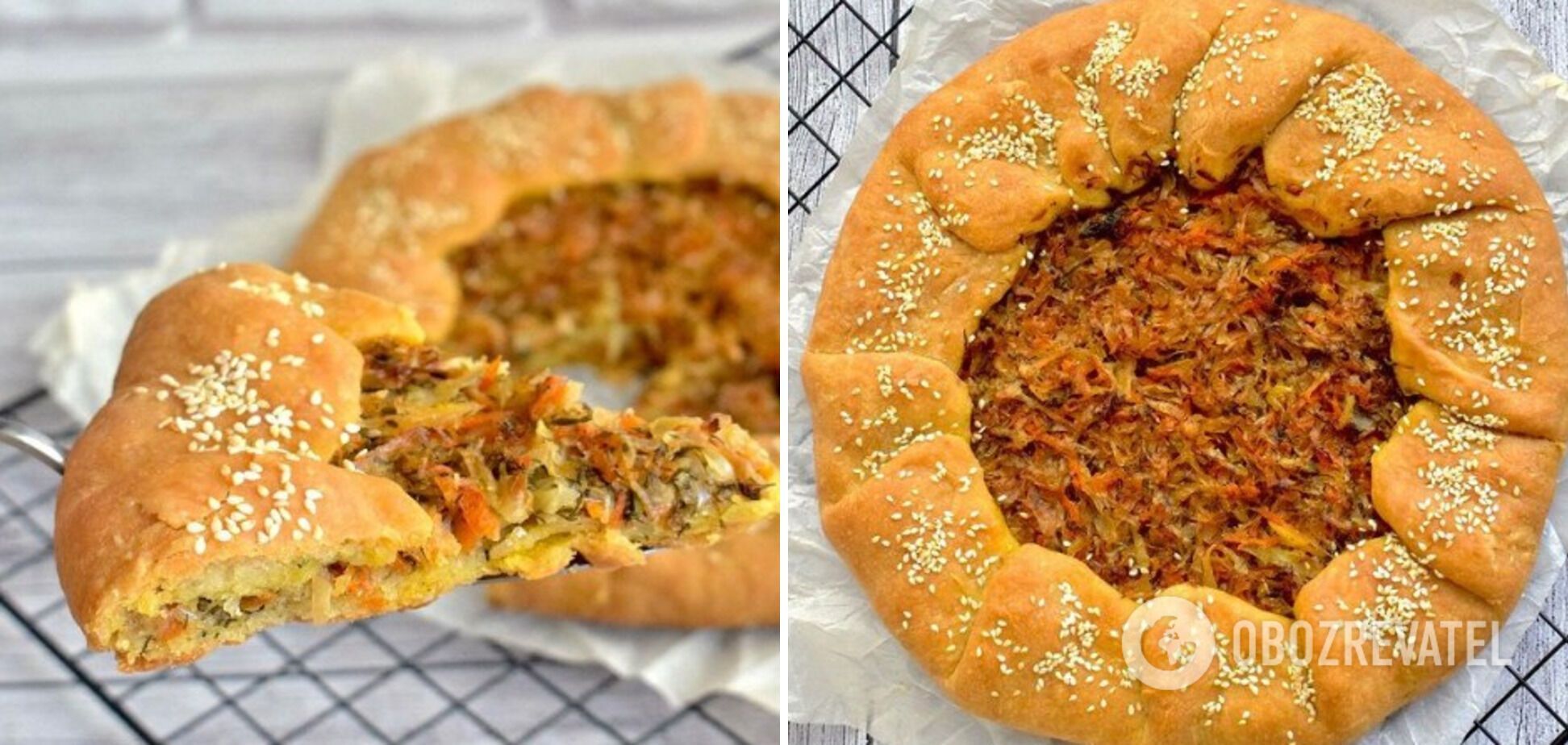 Festive galette with stewed cabbage.