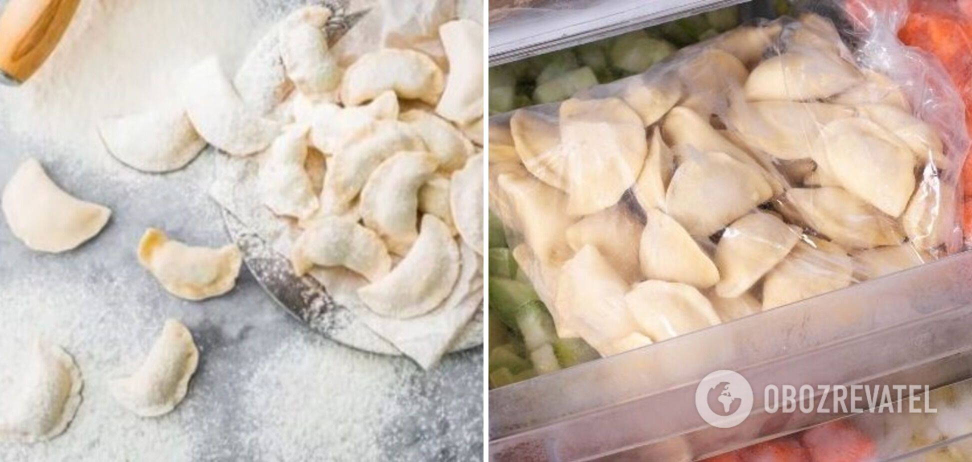 Frozen dumplings and varenyky.