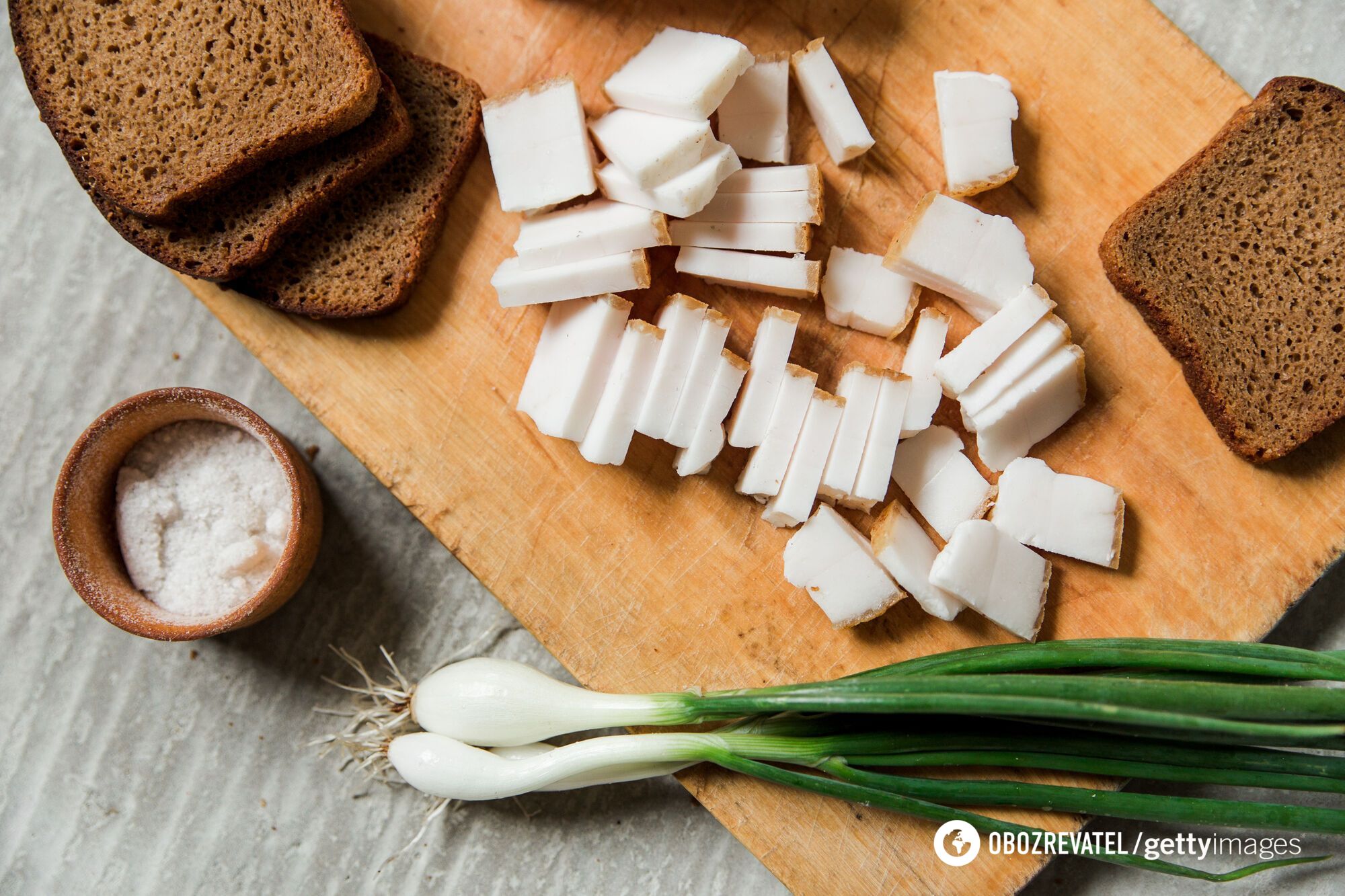 Marinated lard with onion.