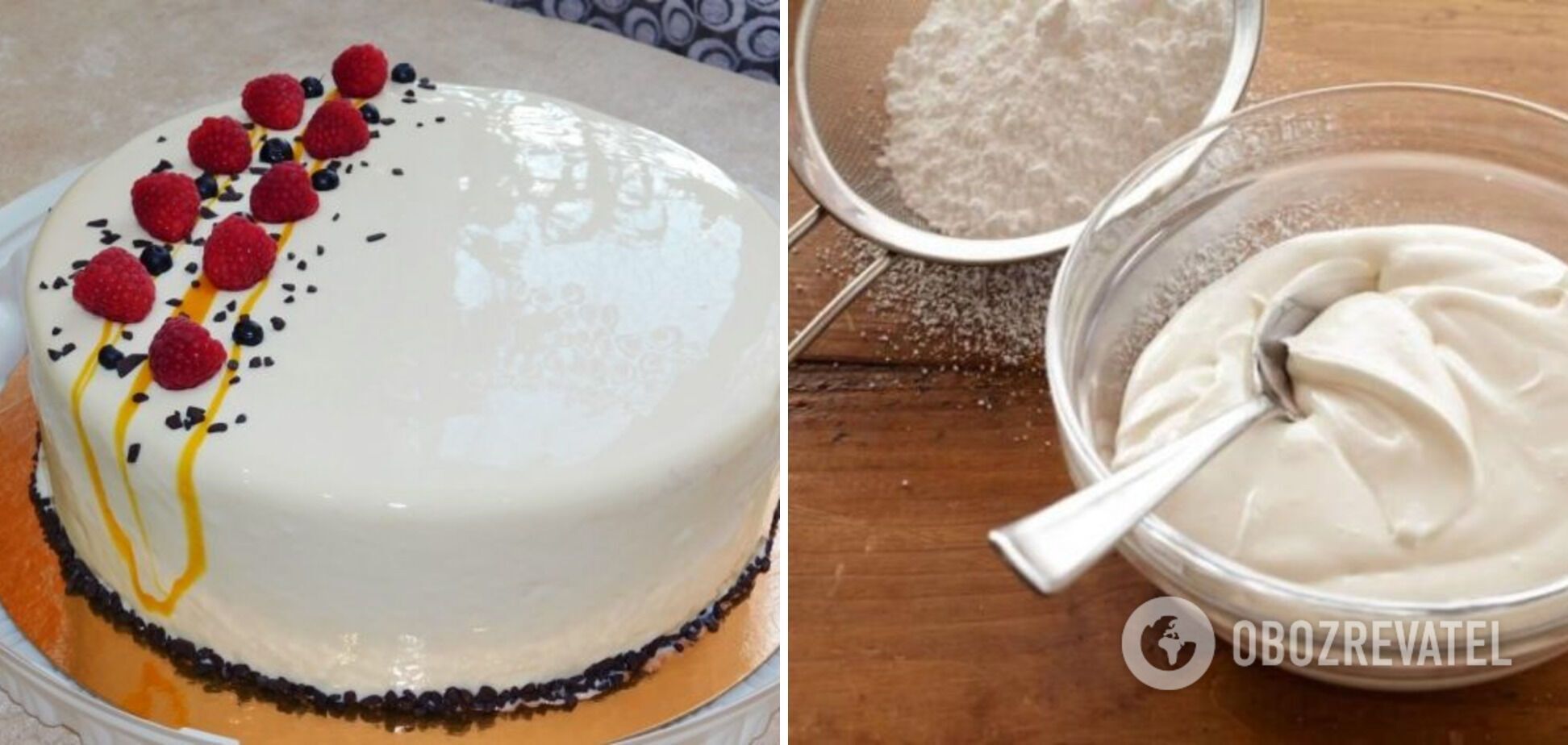 White mirror cake icing