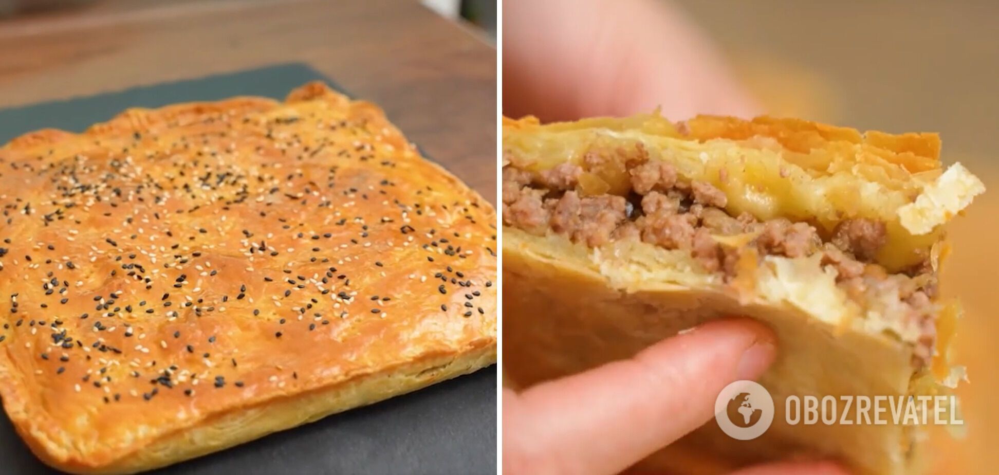 Meat pie on puff pastry