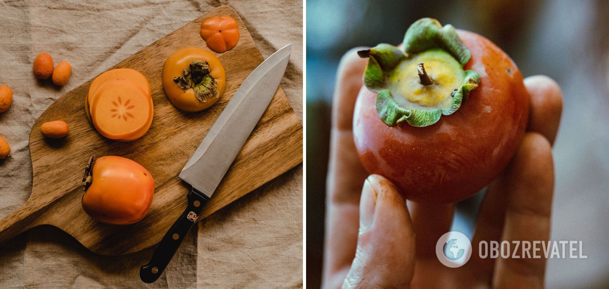 Cut persimmons for the pie