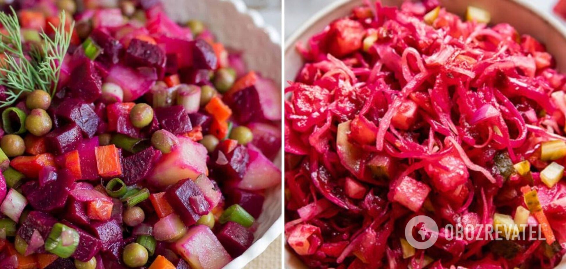 Salad with beets, pickled onions and melted cheese