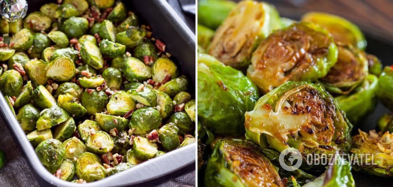 Salad with Brussels sprouts and quince.