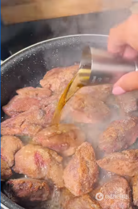 Fried liver with cognac