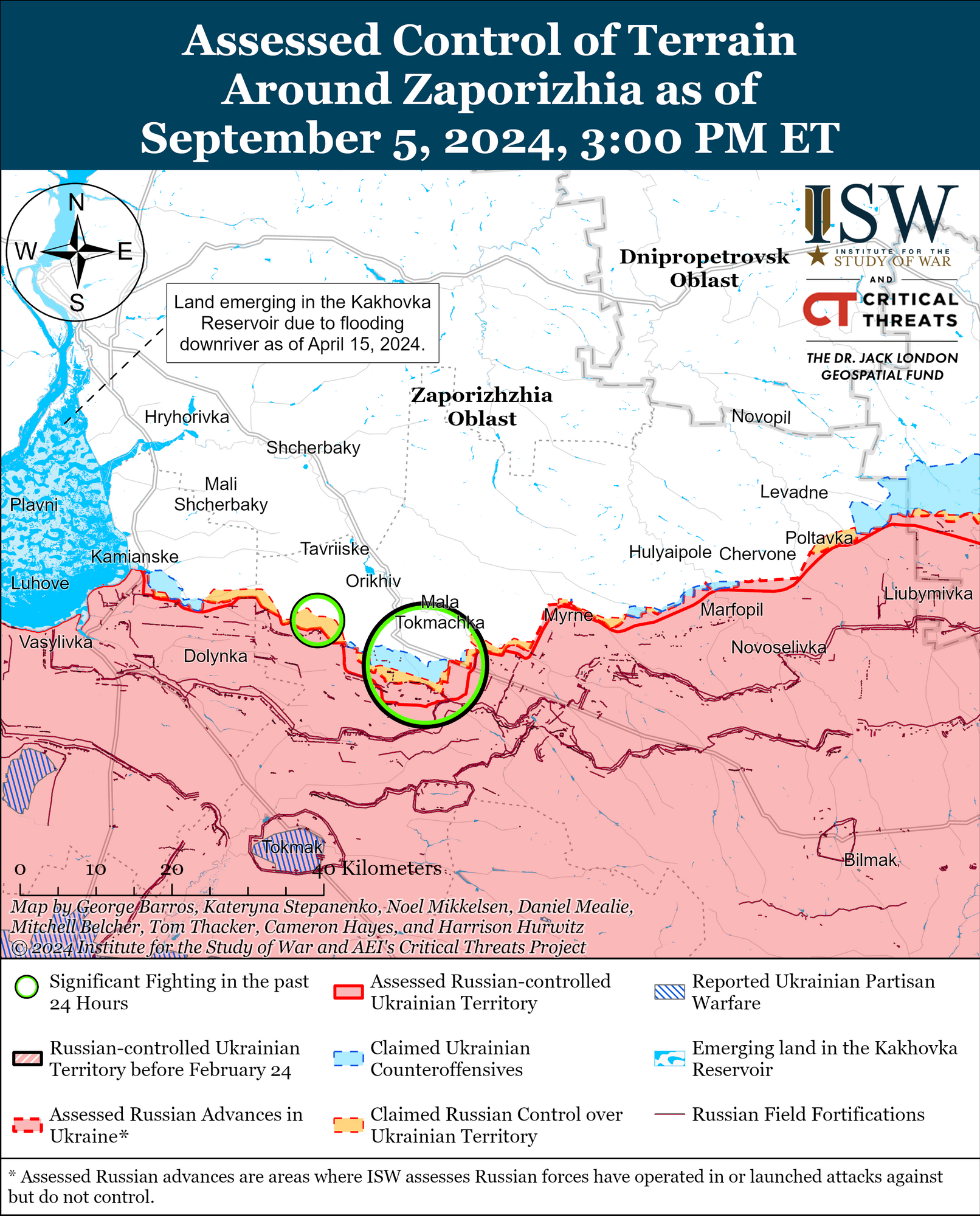 Map of the front line in Zaporizhzhia region.