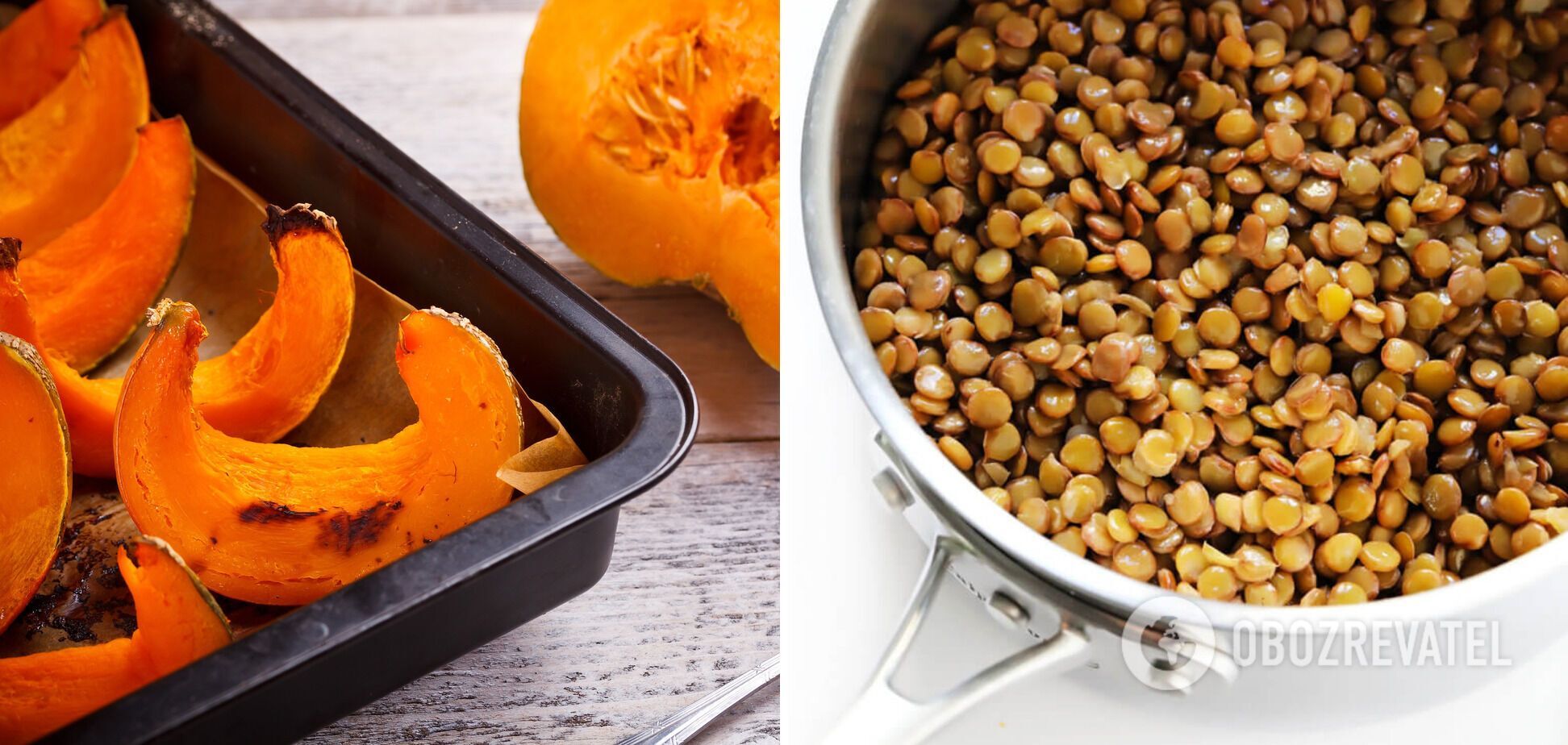 Pumpkin should be pre-baked and lentils should be boiled