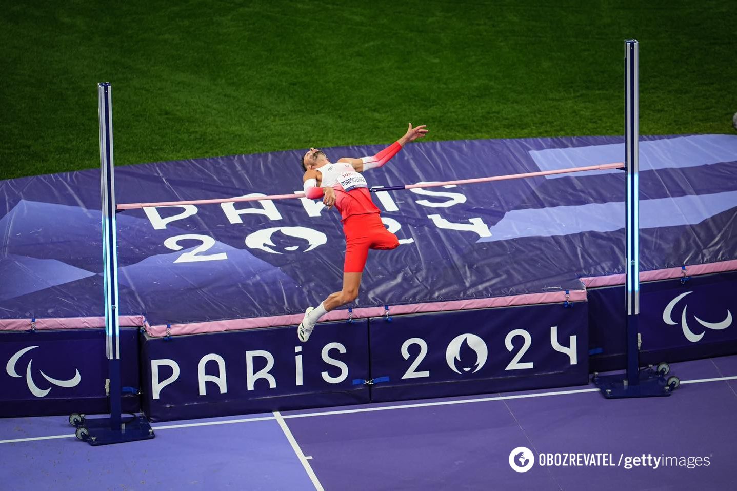 Video of a one-legged athlete at the Paralympics throwing off his crutches and jumping high has garnered 38 million views