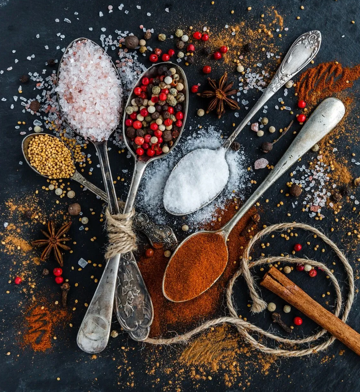 Spices on the kitchen surface