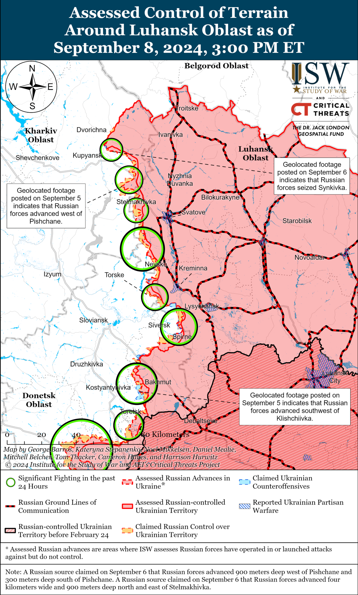 Frontline in Kharkiv and Luhansk regions