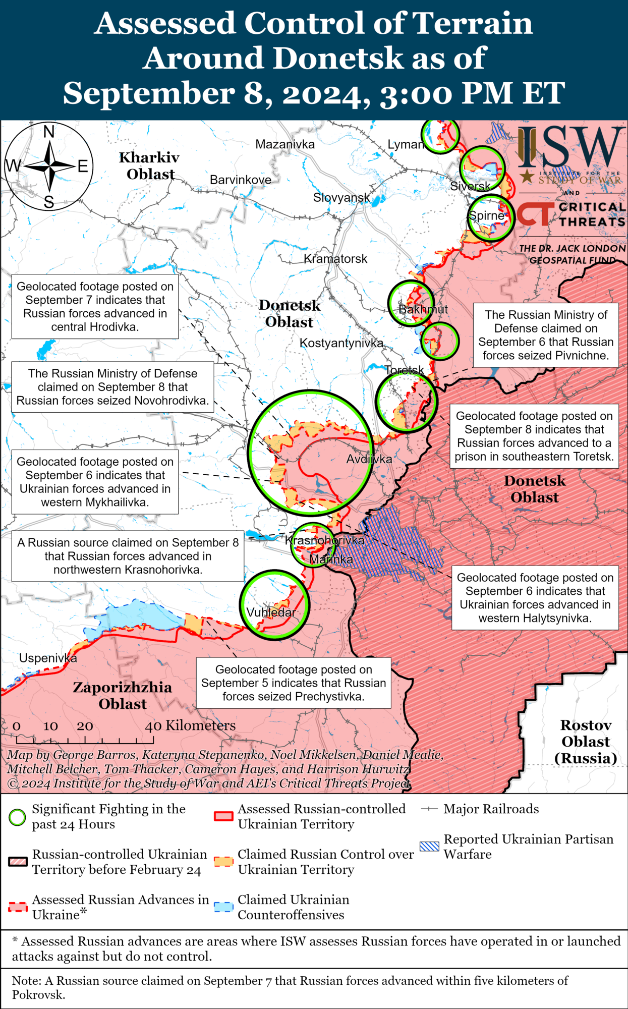 Fighting in the Donetsk region. Map.