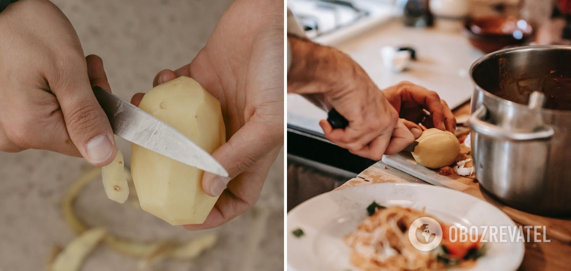 Peeling and cutting potatoes