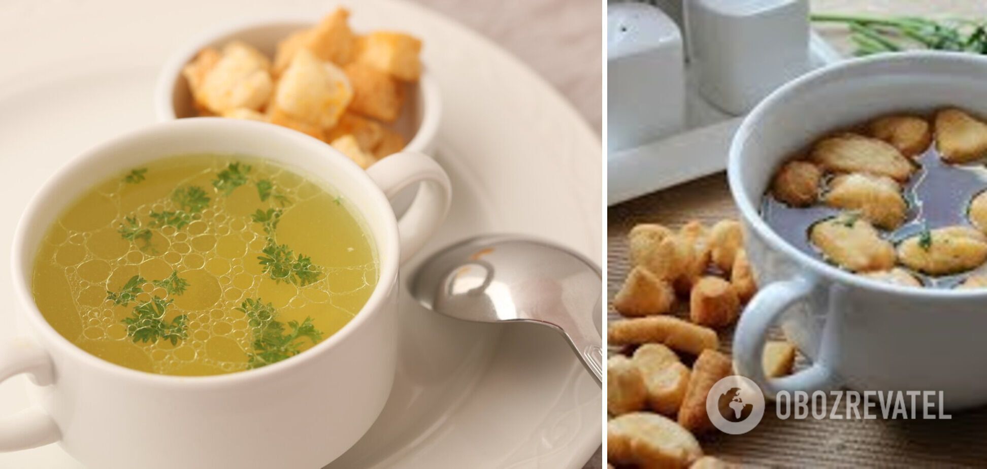 Sprinkle the broth with herbs before serving