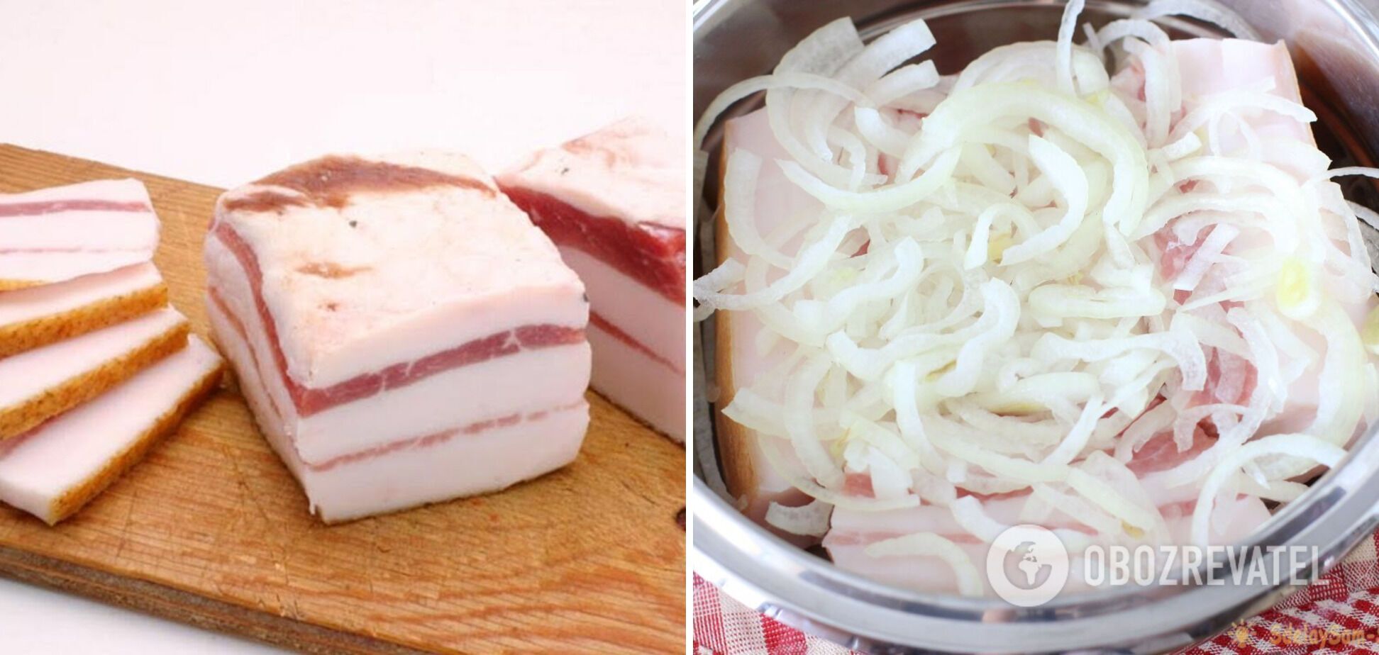 The process of pickling lard with onions